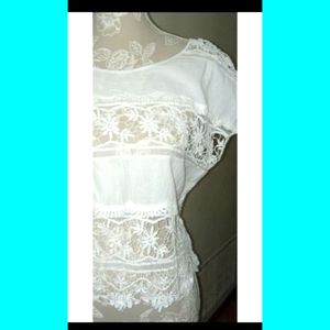 Ariat Sleeveless Crochet/Solid Shirt